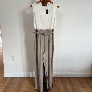 Vintage 90's John Roberts Size 12 Two-Tone Sleeveless Scoop-Neck Belted Jumpsuit